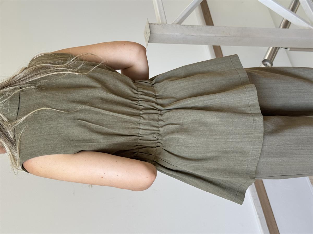 Belden Oturtmalı Yelek Pantolon Takım - Haki