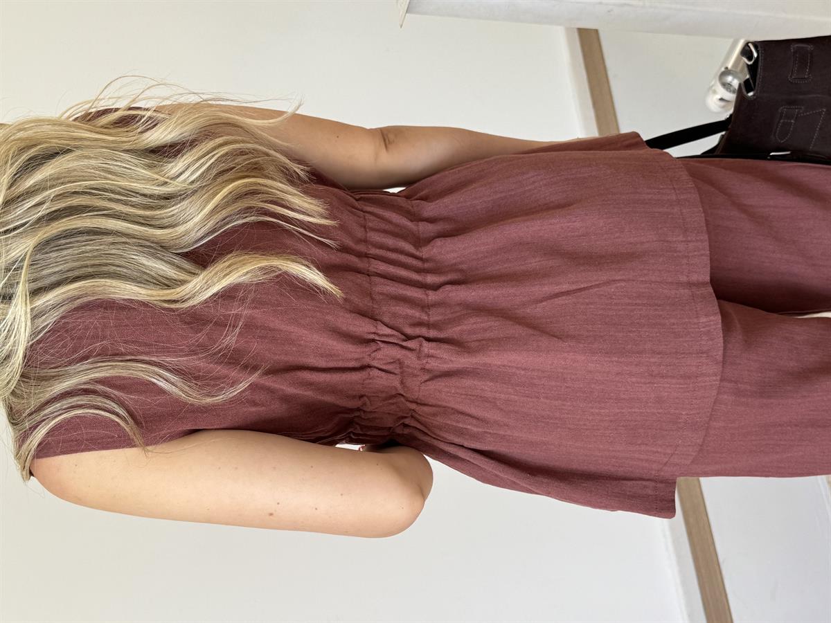 Belden Oturtmalı Yelek Pantolon Takım - Kiremit