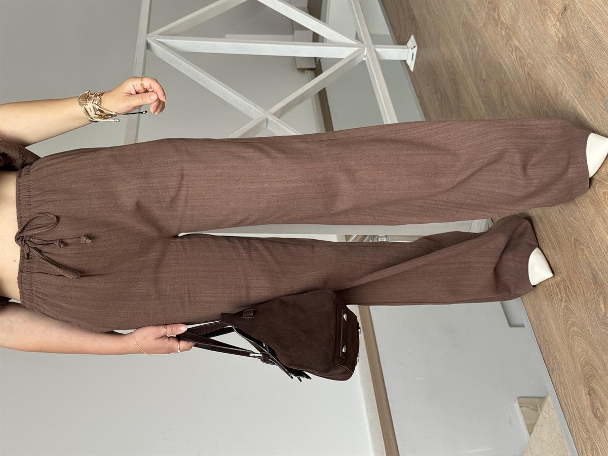 Belden Oturtmalı Yelek Pantolon Takım - Kahverengi