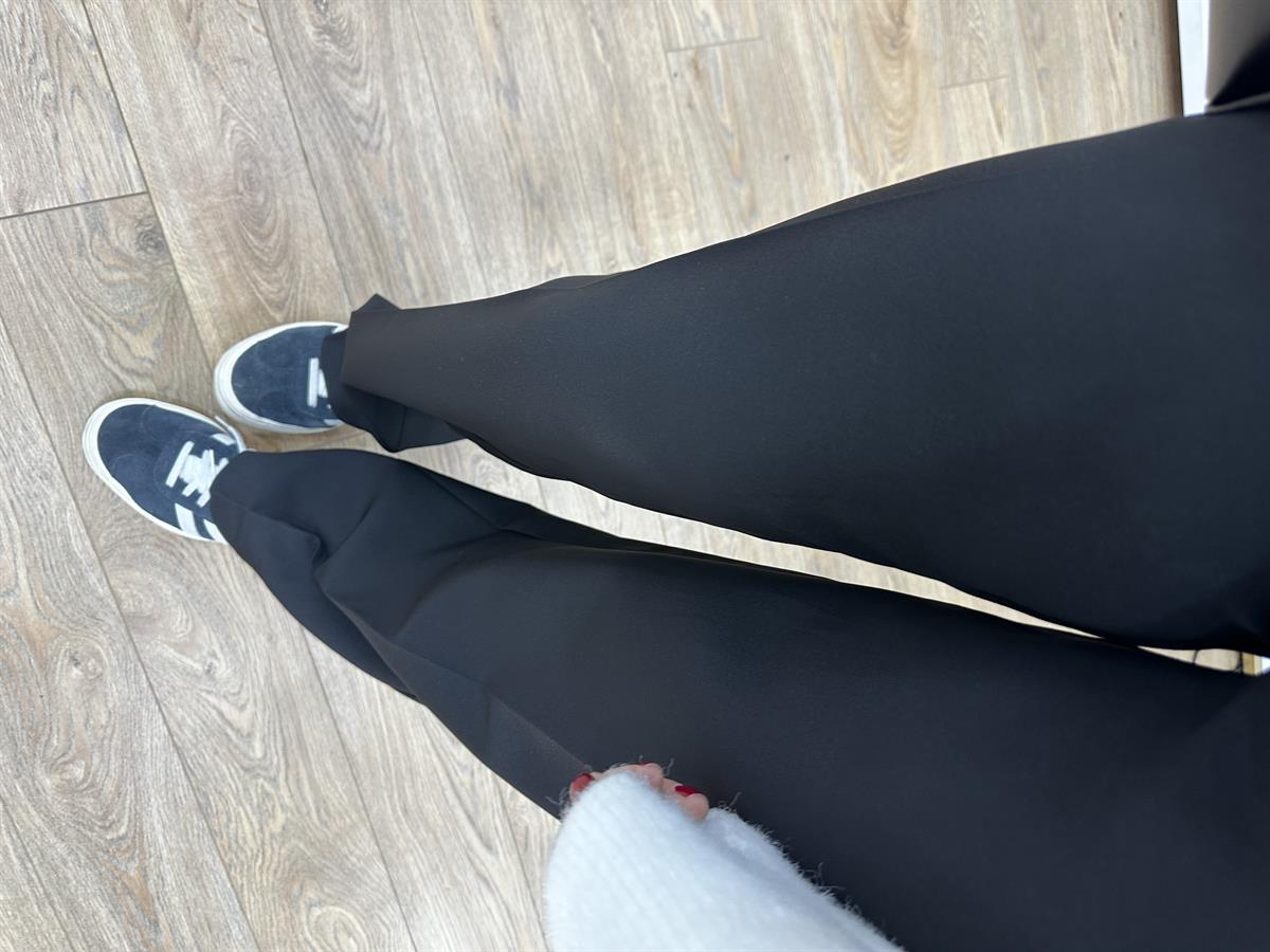 Beli Bağcık Detaylı Palazzo Pantolon - Siyah