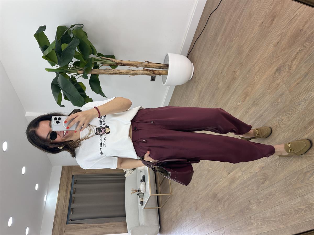 Beli Bağlama Detaylı Havuç Pantolon - Bordo