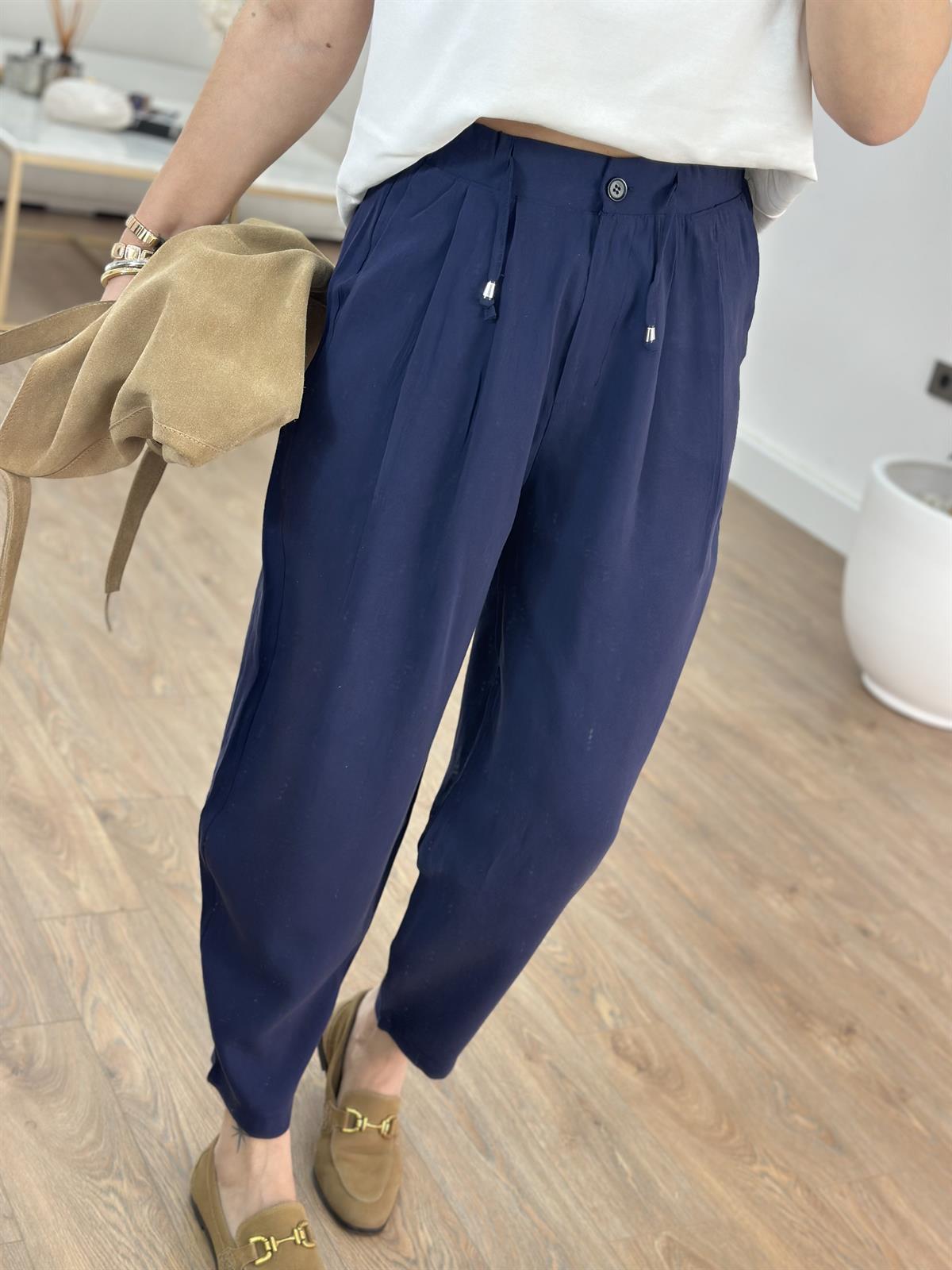 Beli Bağlama Detaylı Havuç Pantolon - Lacivert
