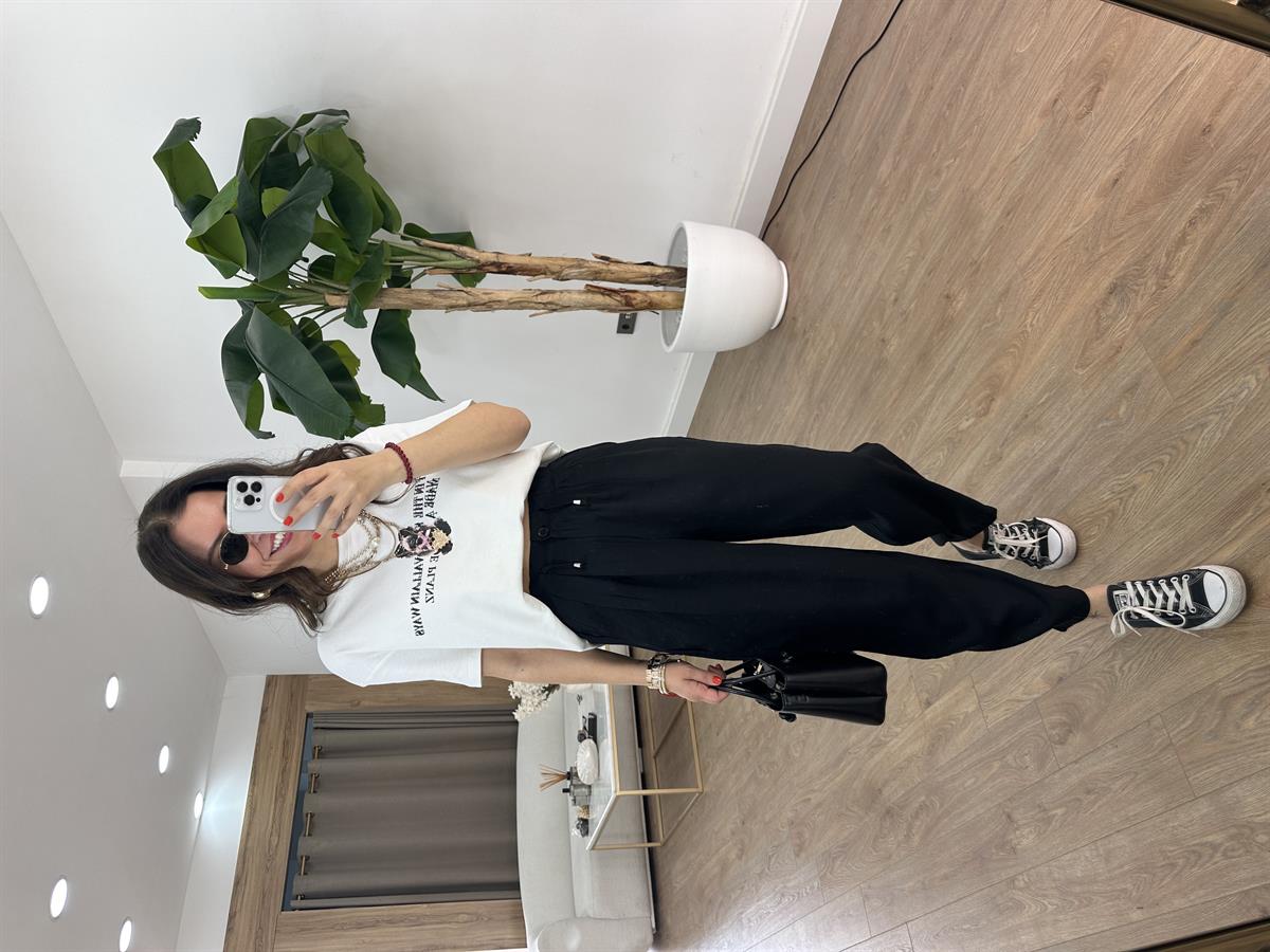 Beli Bağlama Detaylı Havuç Pantolon - Siyah