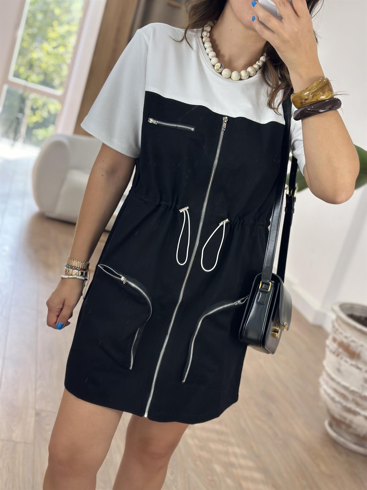 Beli Büzgülü Fermuar Detaylı Elbise 