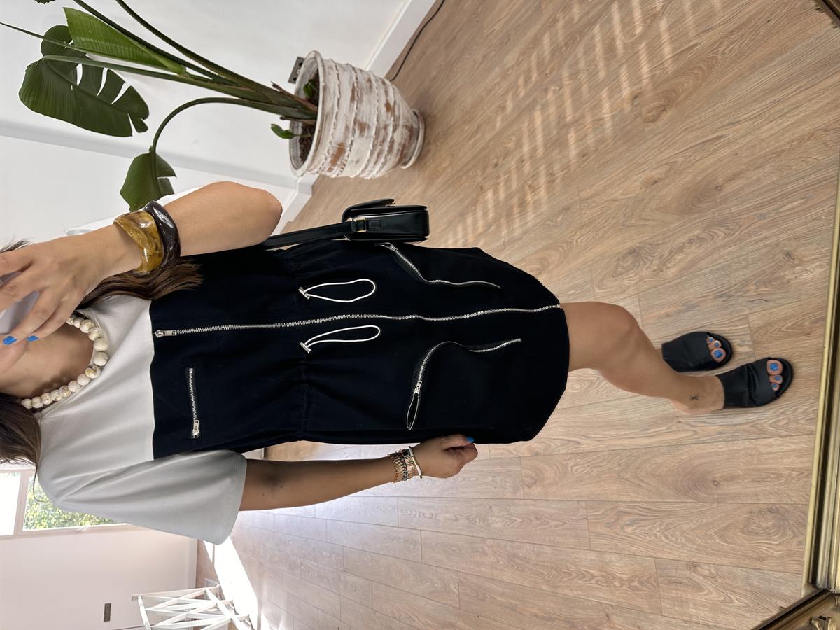 Beli Büzgülü Fermuar Detaylı Elbise 