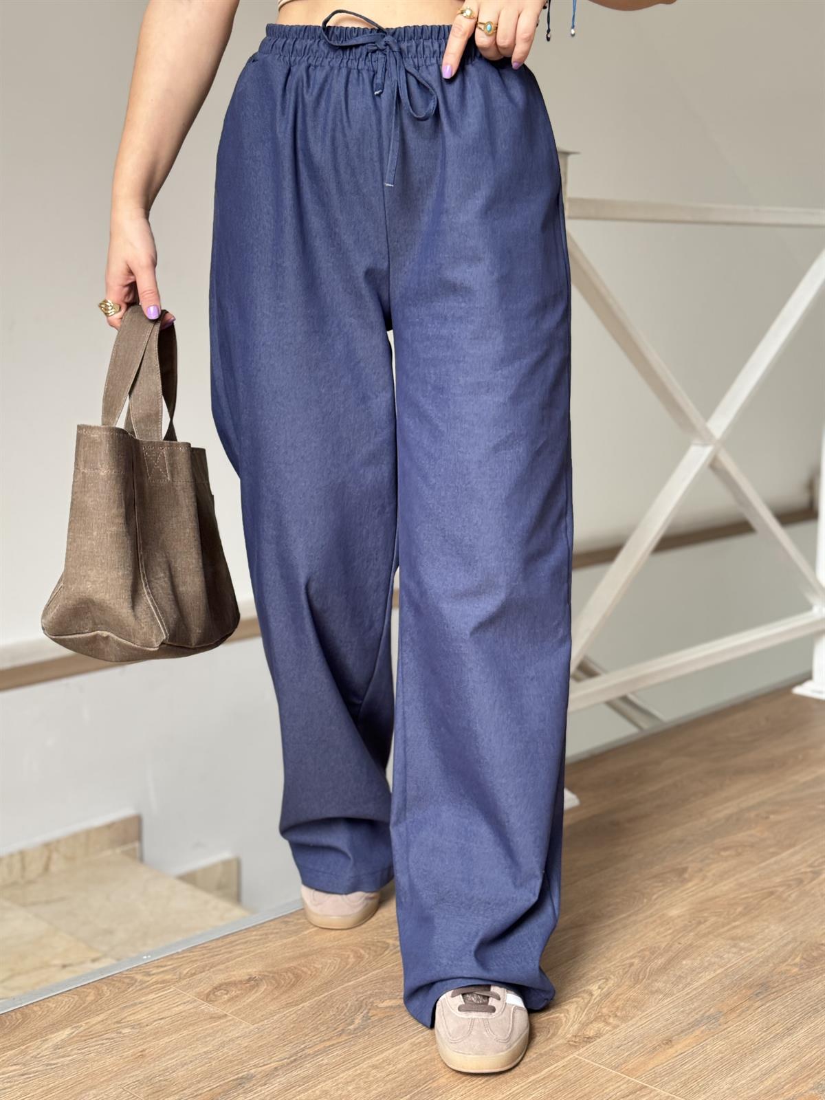 Beli Büzgülü Pantolon Gömlek Takım - Lacivert