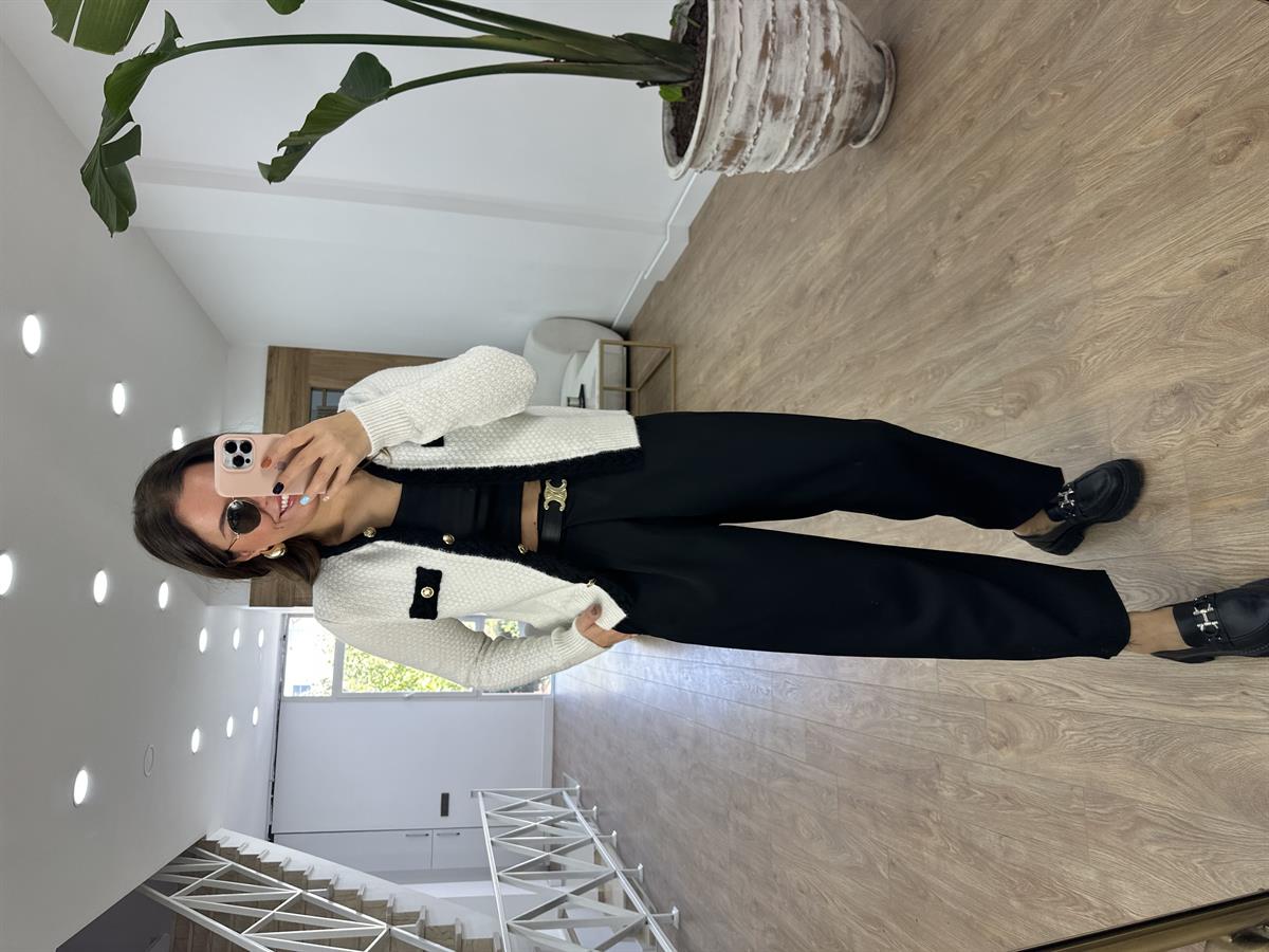 Beli Çapraz Kapama Havuç Pantolon-Siyah