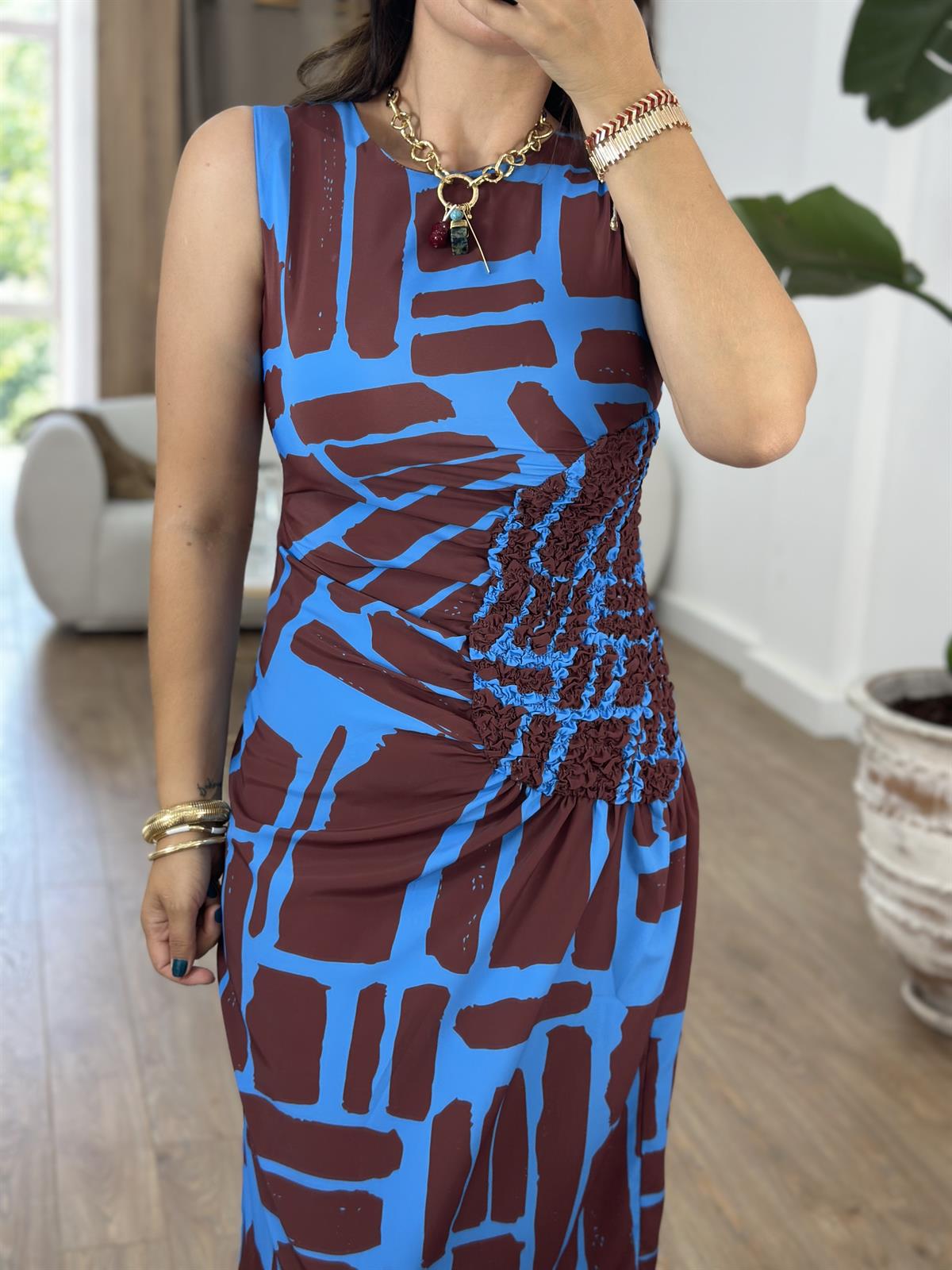 Beli Gipeli Desenli Elbise