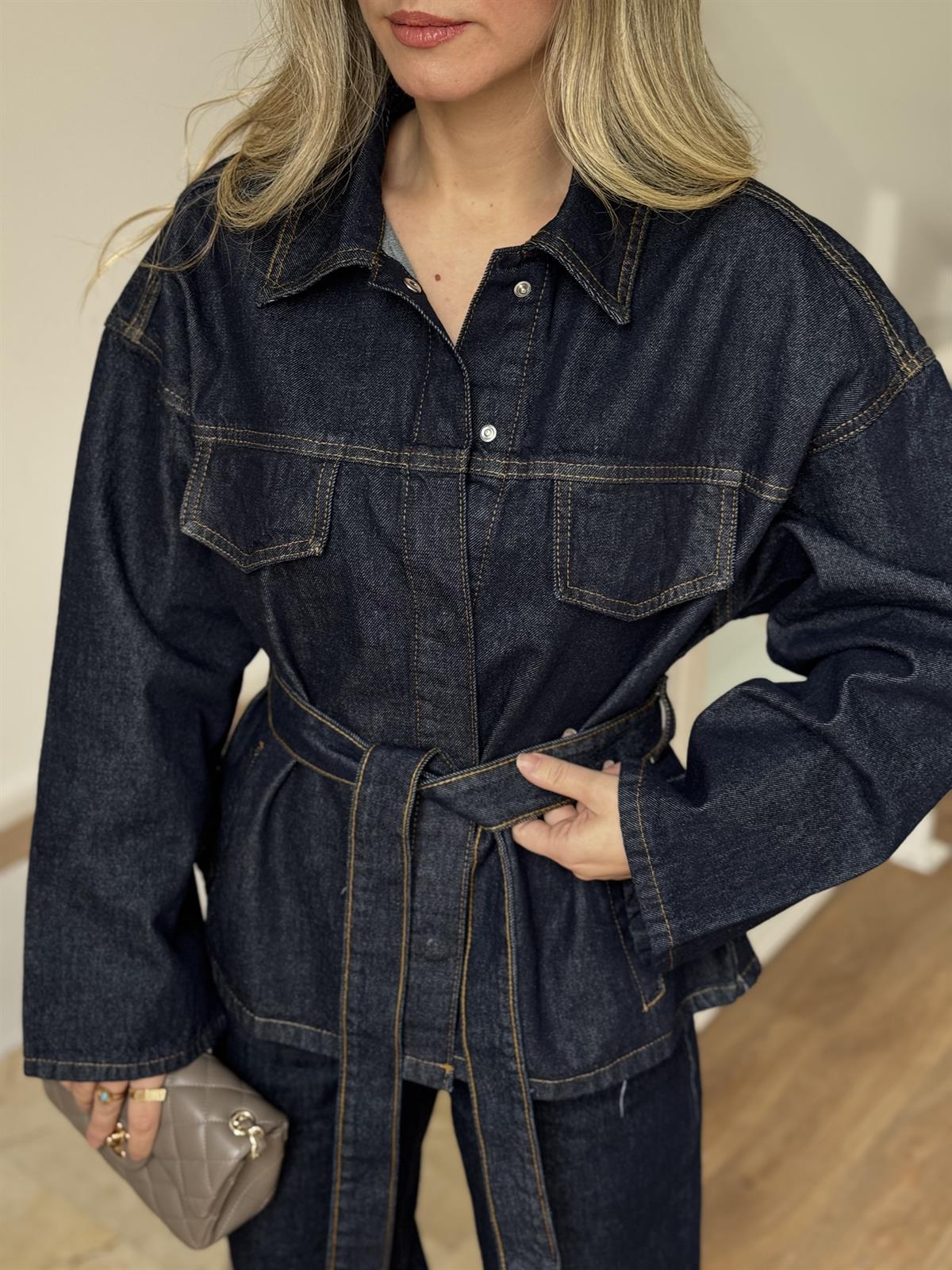 Beli Kuşaklı Denim Takım 