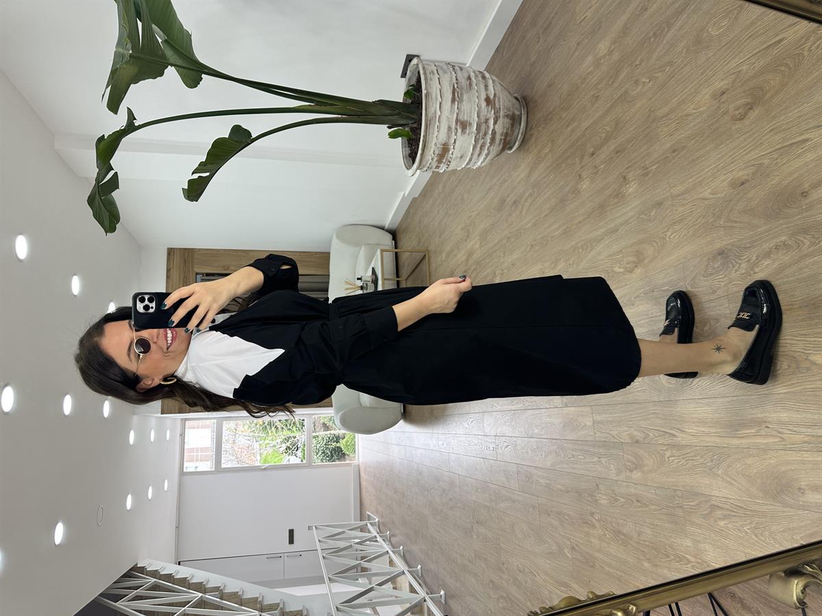 Beli Kuşaklı Gömlek Yaka Elbise