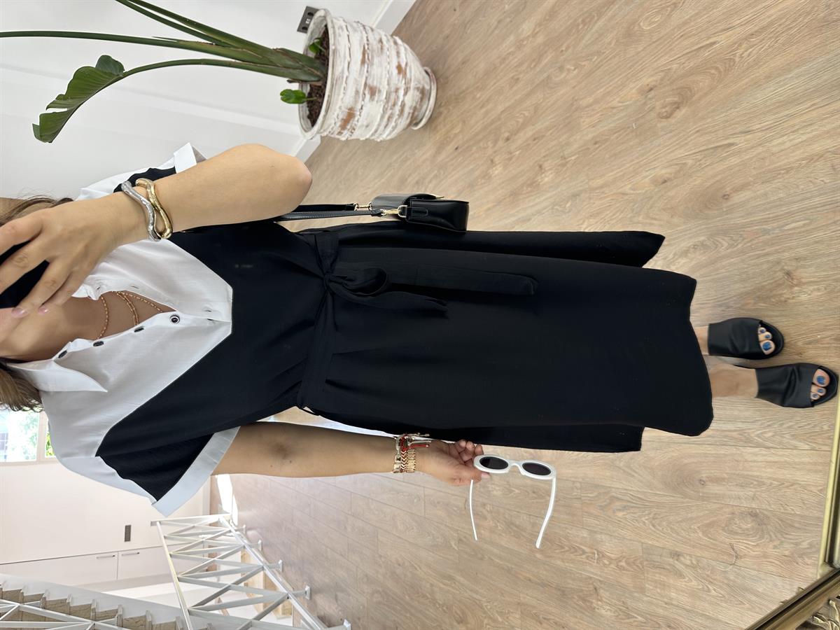 Beli Kuşaklı Midi Boy Gömlek Elbise