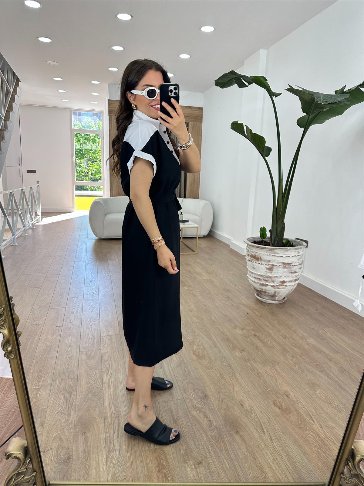 Beli Kuşaklı Midi Boy Gömlek Elbise