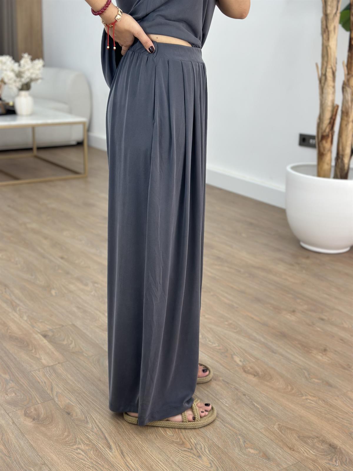 Beli Lastikli Bol Paça Modal Pantolon - Antrasit