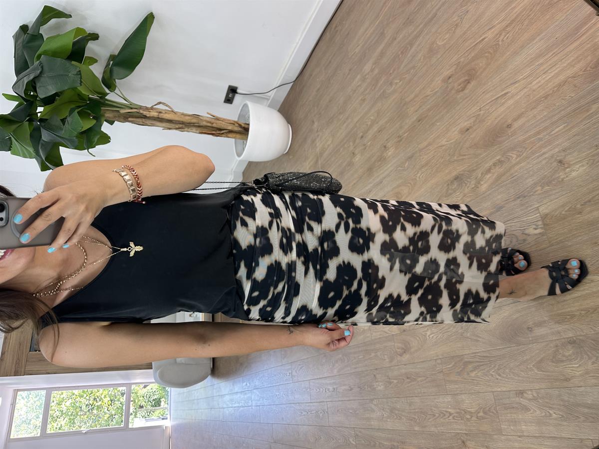 Beli Lastikli Drapeli Midi Etek 