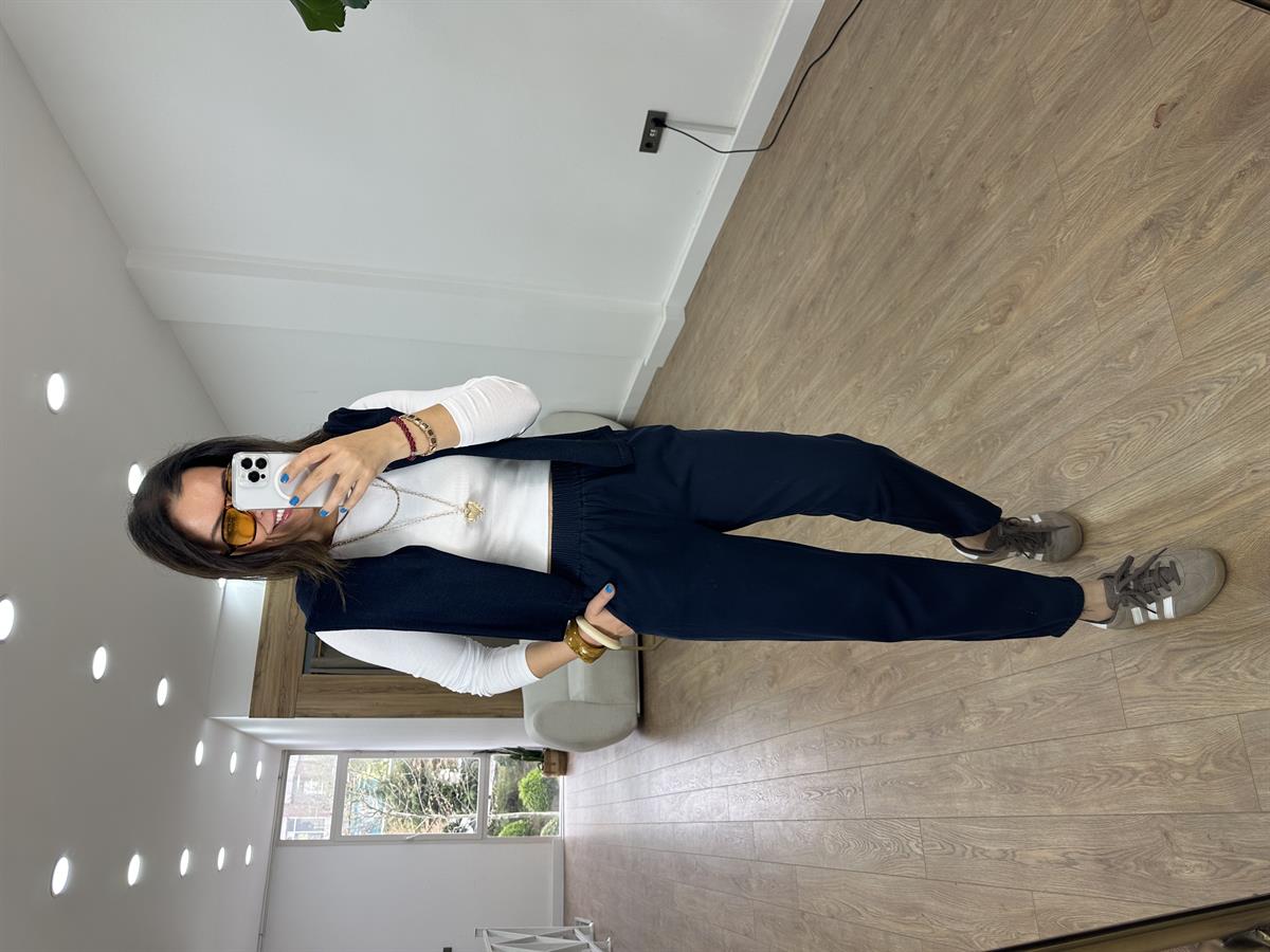 Beli Lastikli Gabardin Havuç Pantolon - Lacivert