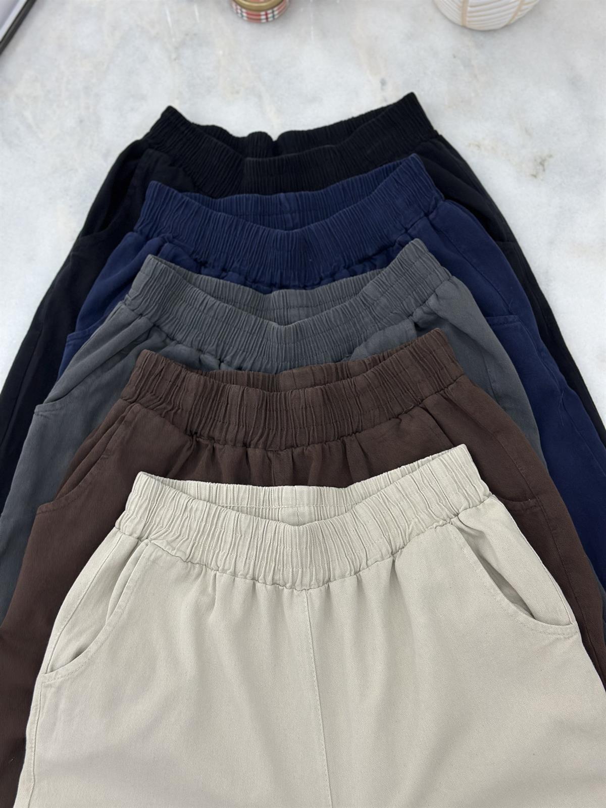 Beli Lastikli Gabardin Havuç Pantolon - Siyah