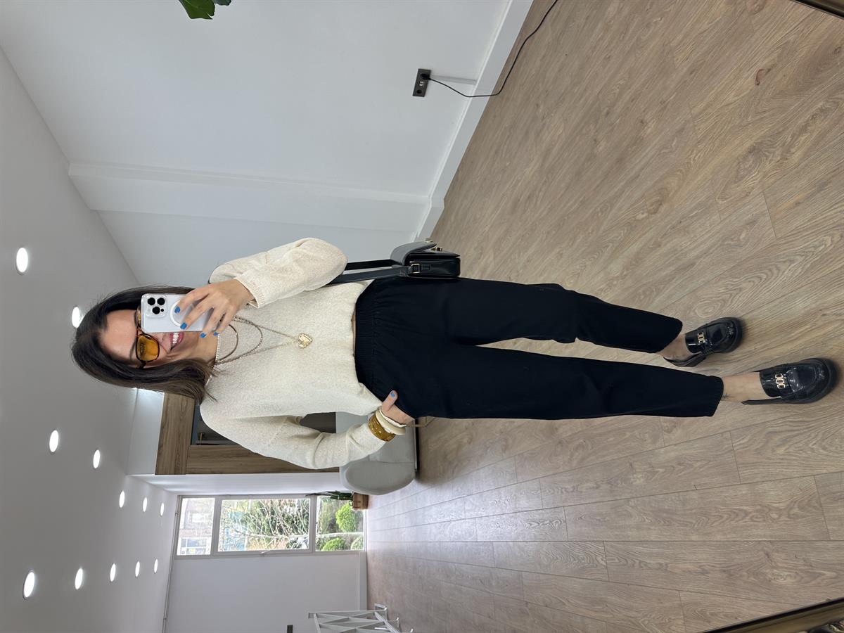 Beli Lastikli Gabardin Havuç Pantolon - Siyah