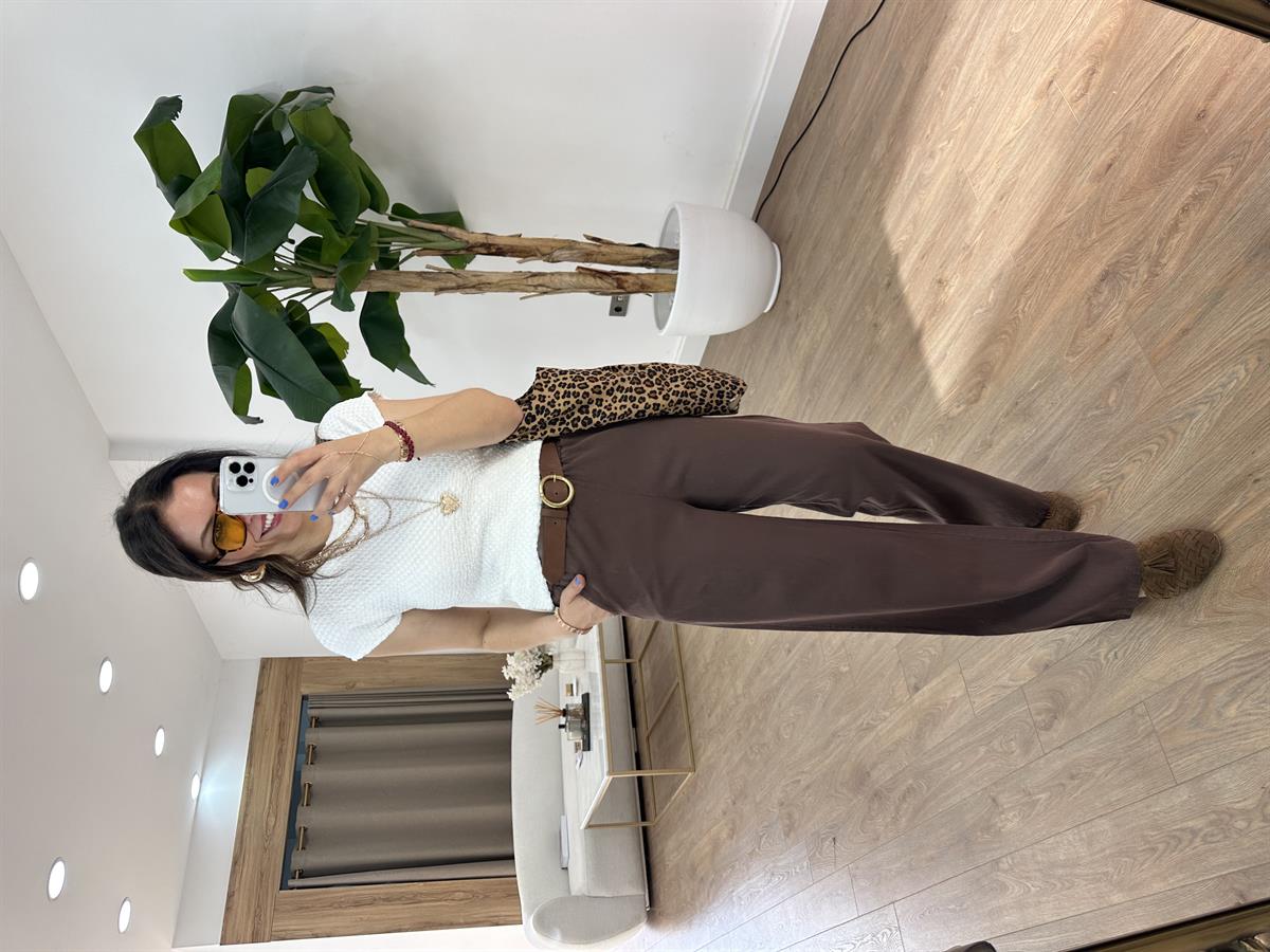 Beli Lastikli Gabardin Pantolon - Kahverengi