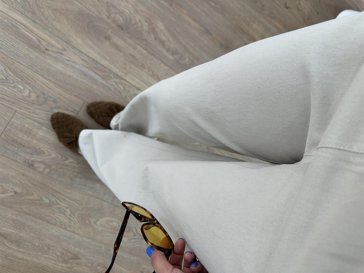 Beli Lastikli Gabardin Pantolon - Taş