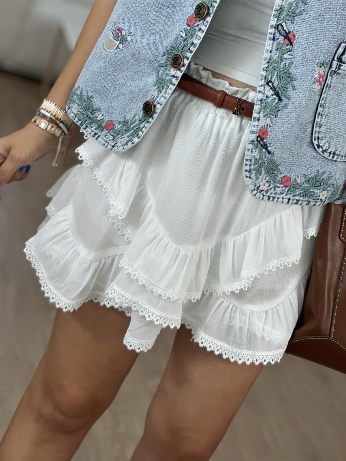 Beli Lastikli Katlı Şort Etek 