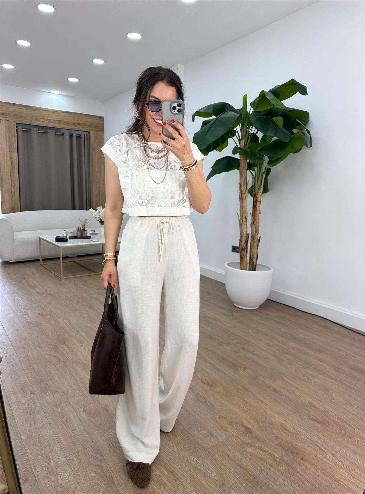 Beli Lastikli Keten Pantolon