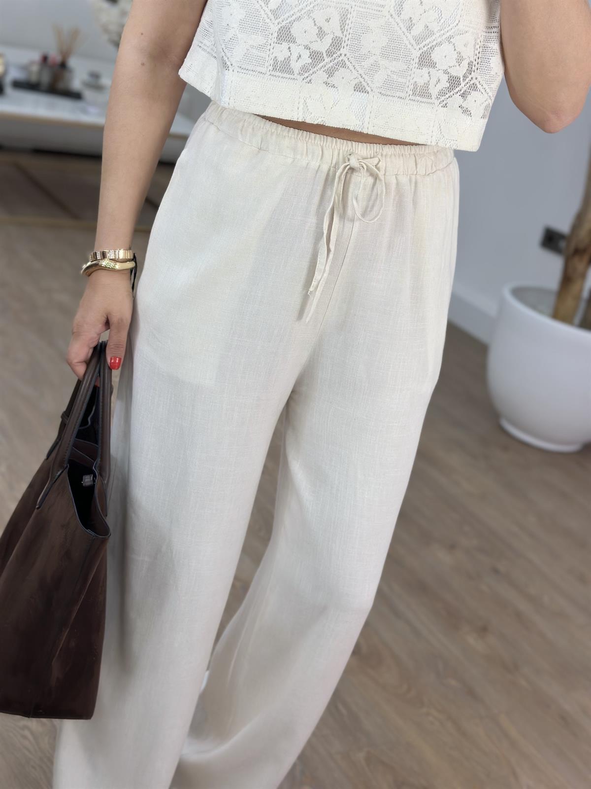 Beli Lastikli Keten Pantolon