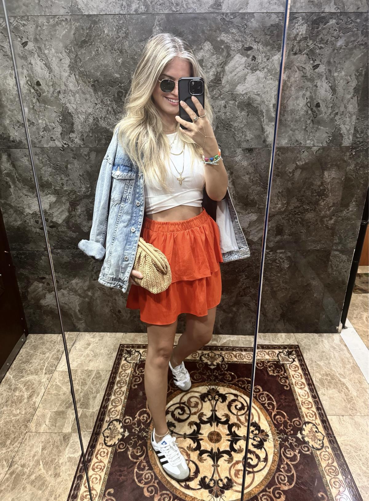 Beli Lastikli Mini Katlı Etek 