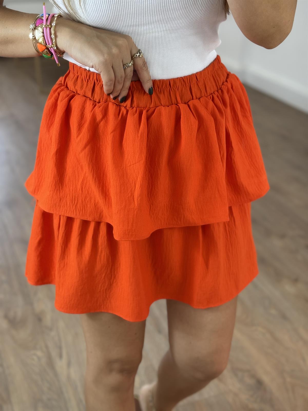 Beli Lastikli Mini Katlı Etek 