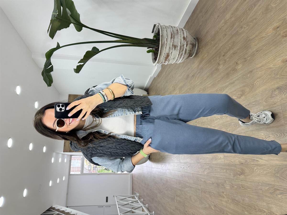 Beli Lastikli Modal Eşofman Altı-İndigo