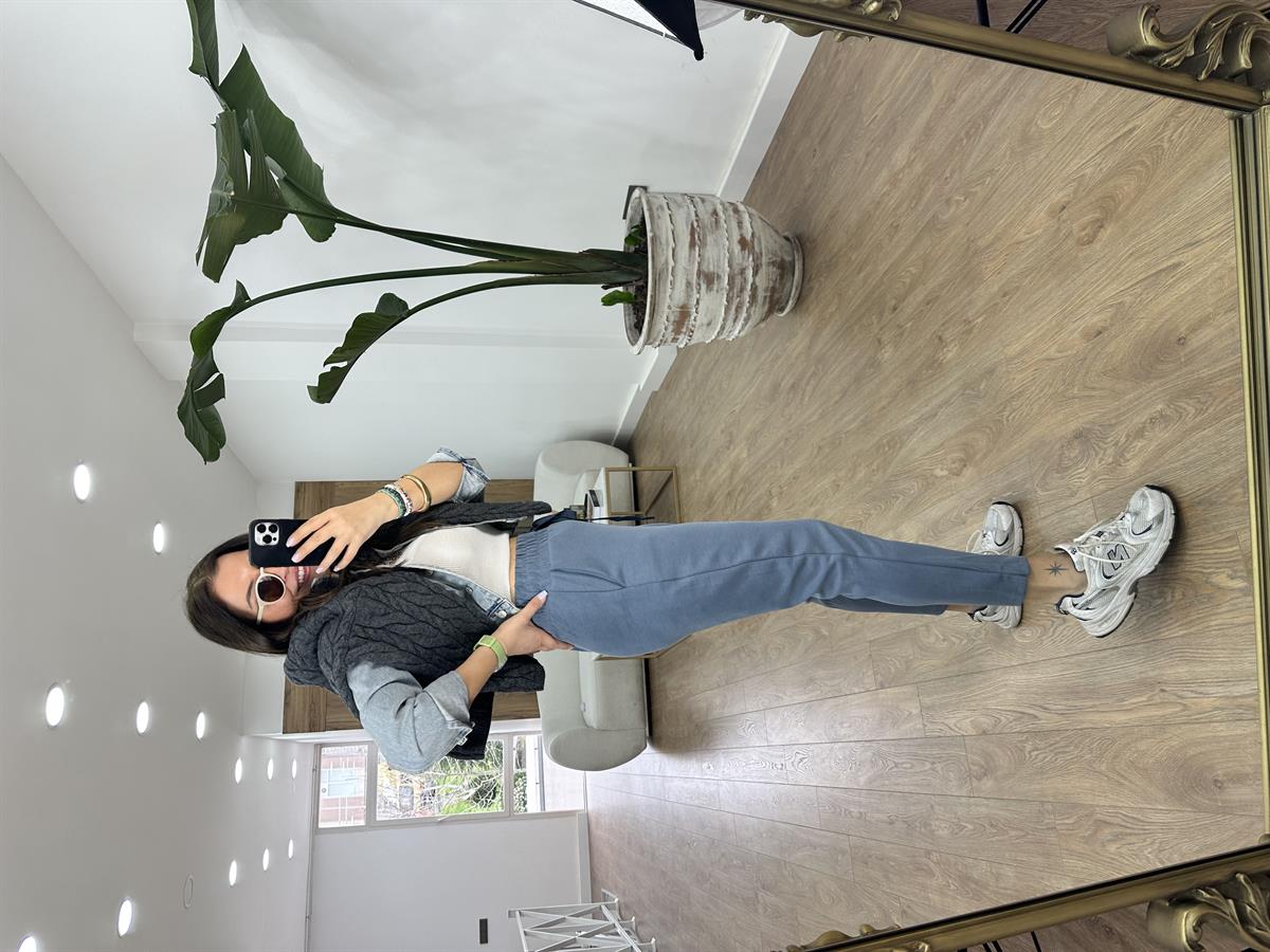 Beli Lastikli Modal Eşofman Altı-İndigo