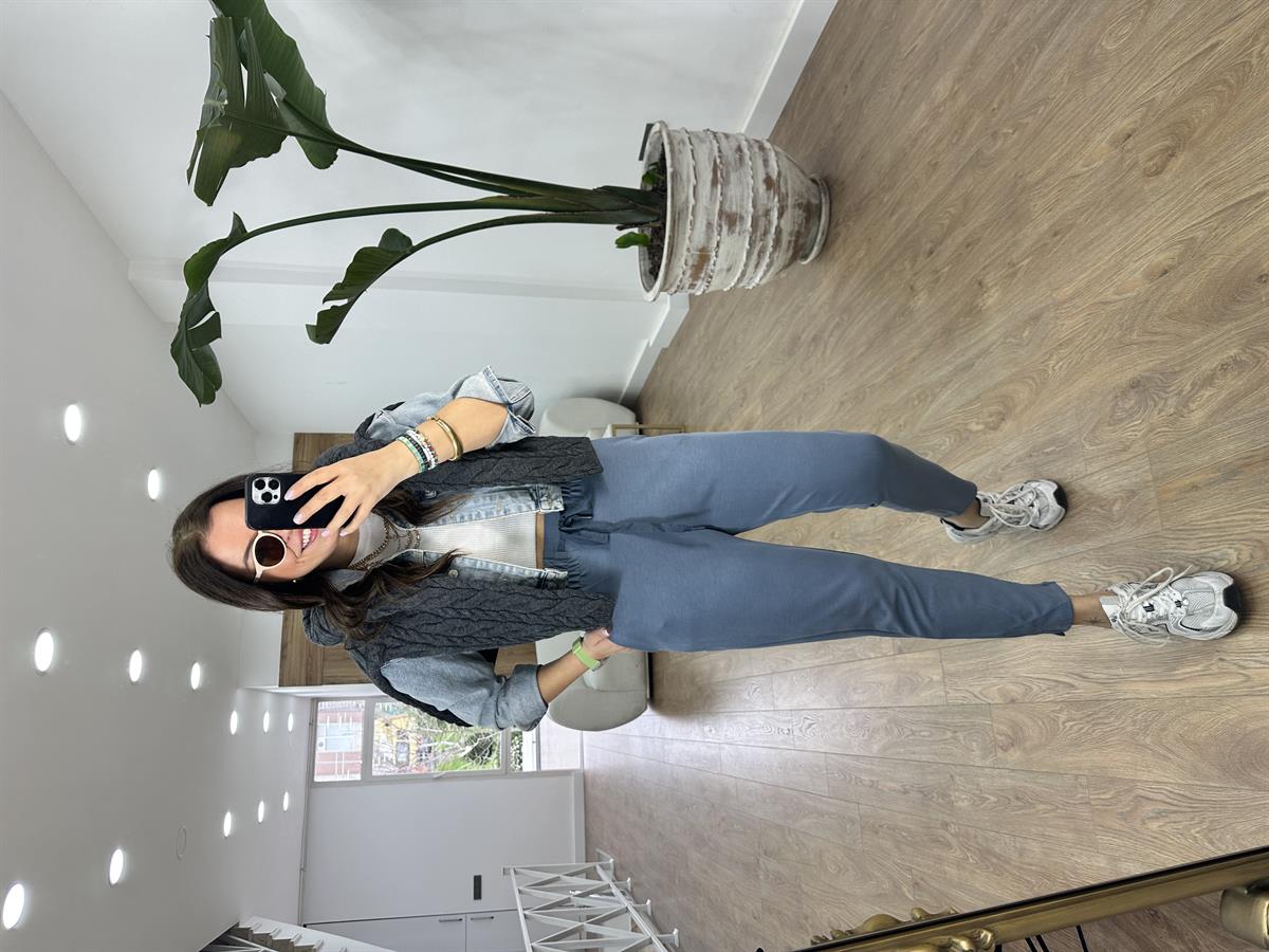 Beli Lastikli Modal Eşofman Altı-İndigo