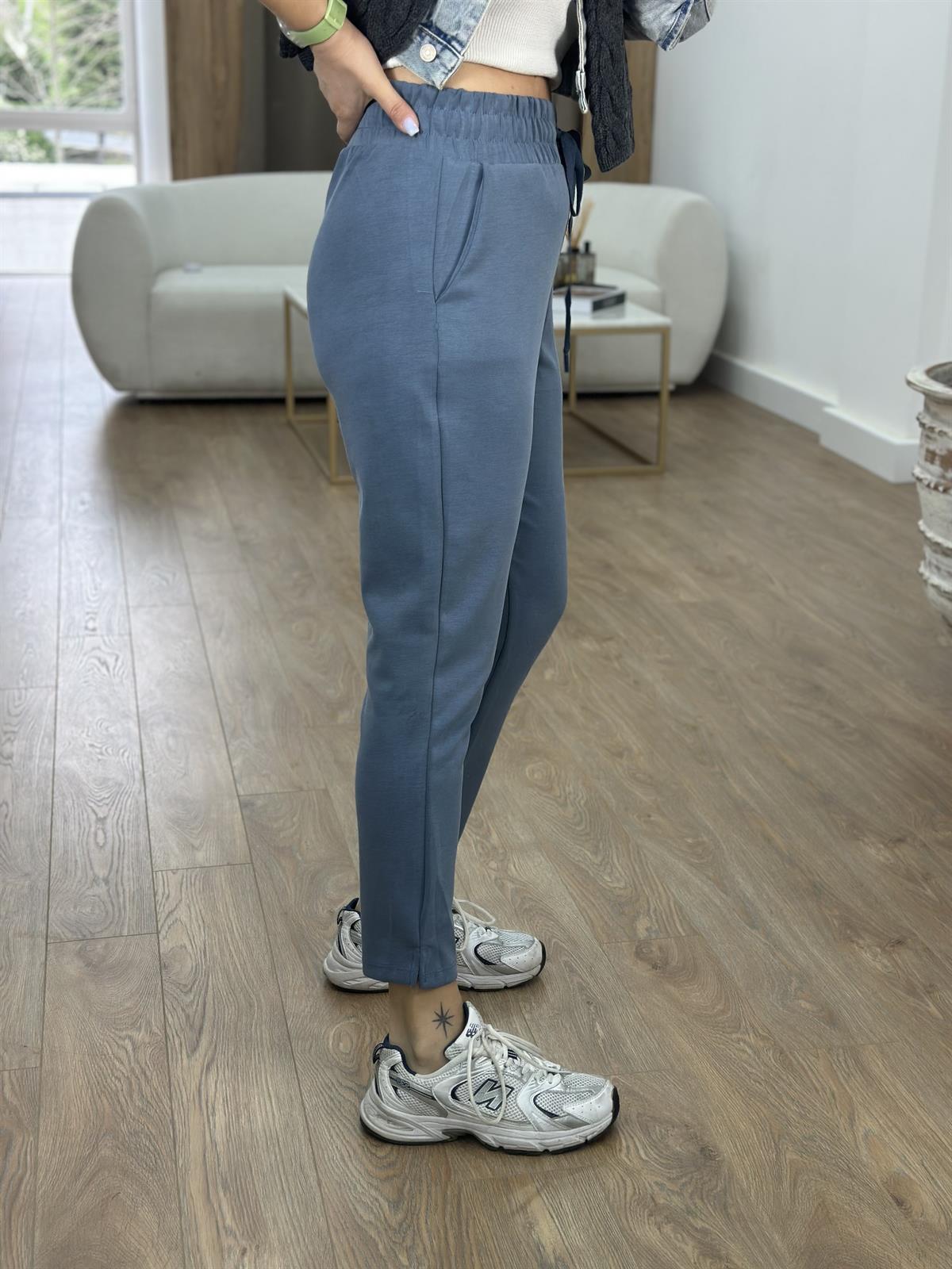 Beli Lastikli Modal Eşofman Altı-İndigo