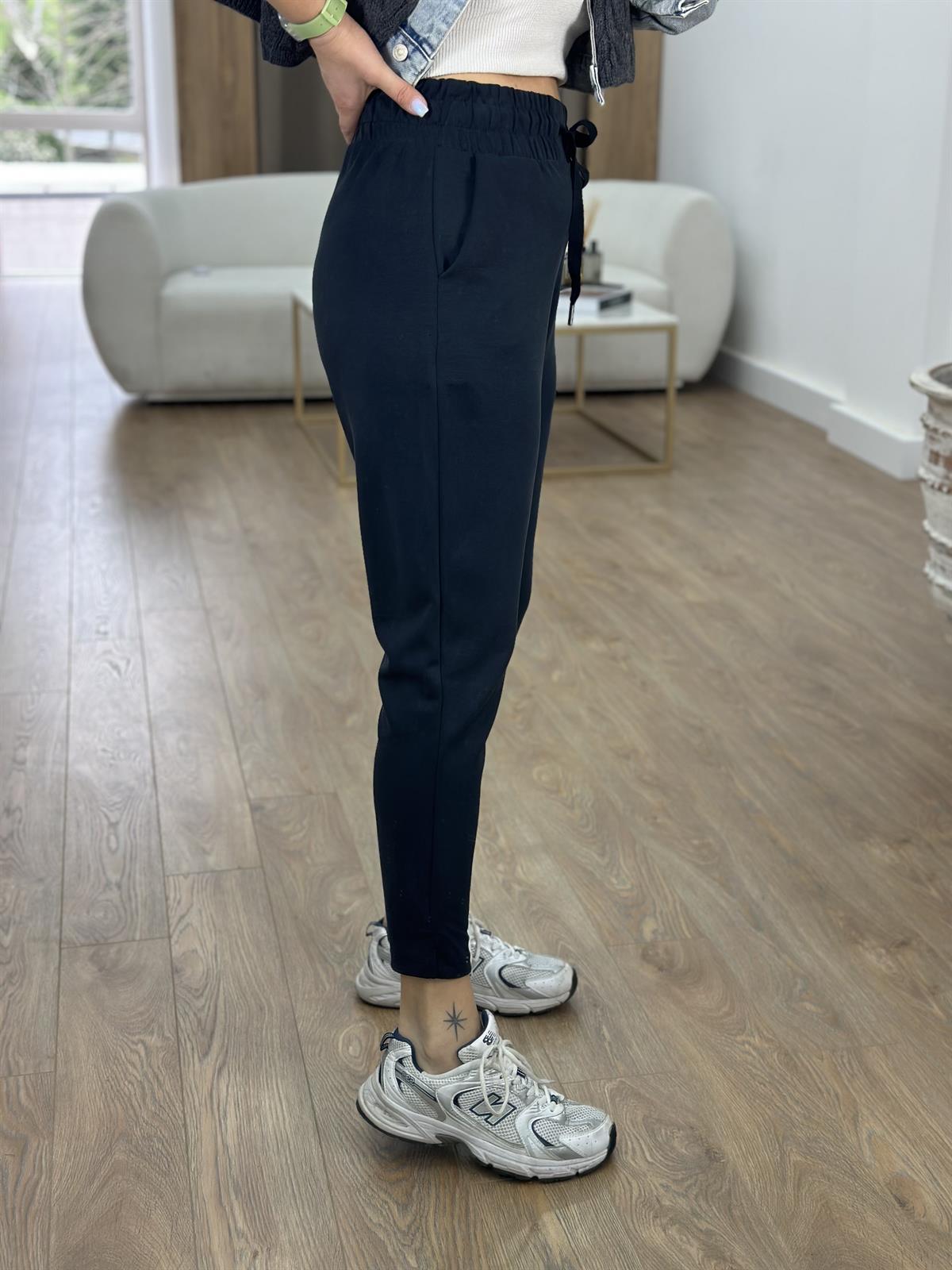 Beli Lastikli Modal Eşofman Altı-Siyah