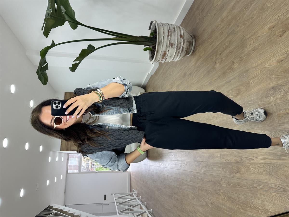 Beli Lastikli Modal Eşofman Altı-Siyah