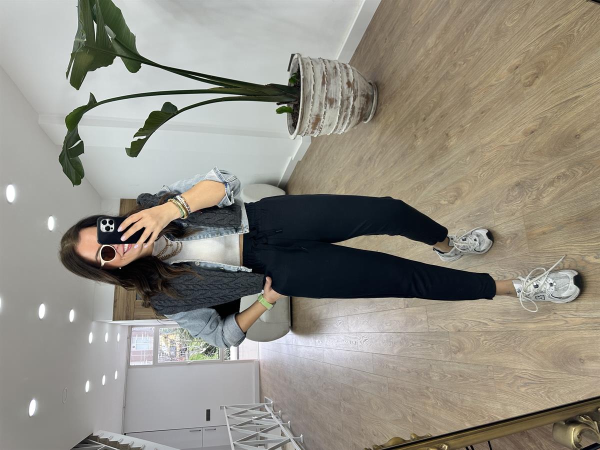 Beli Lastikli Modal Eşofman Altı-Siyah