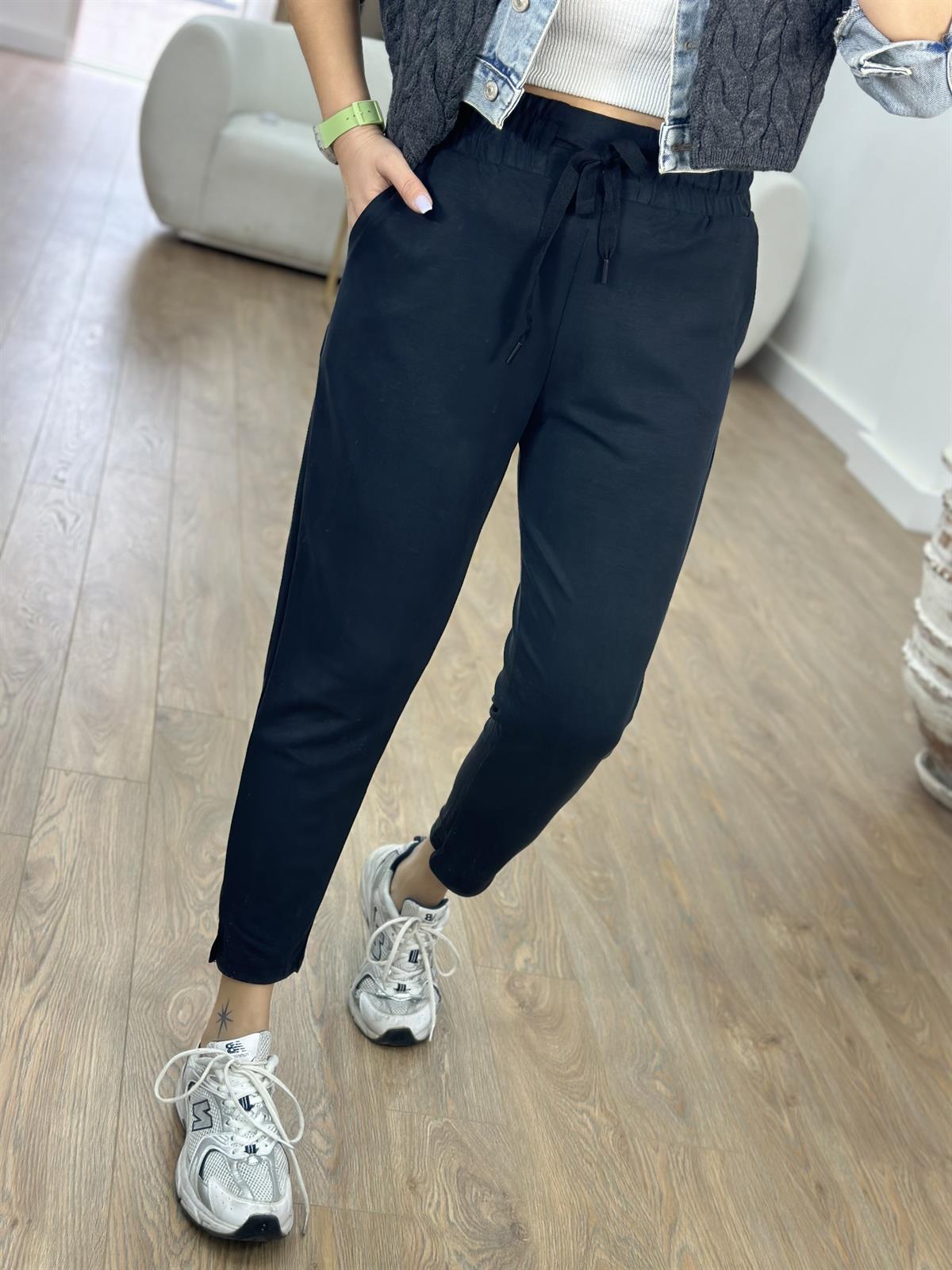 Beli Lastikli Modal Eşofman Altı-Siyah