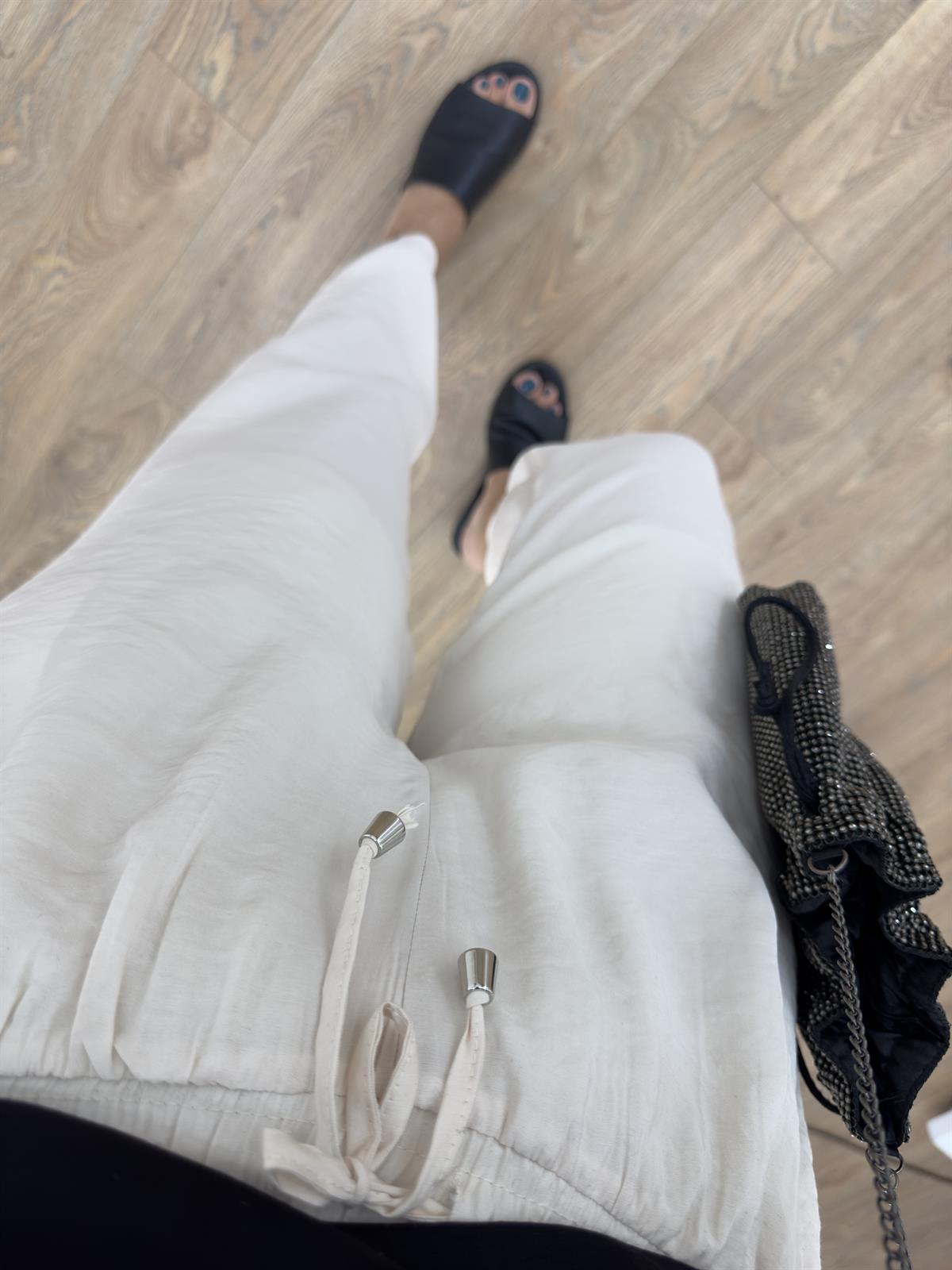 Beli Lastikli Modal Pantolon-Bej