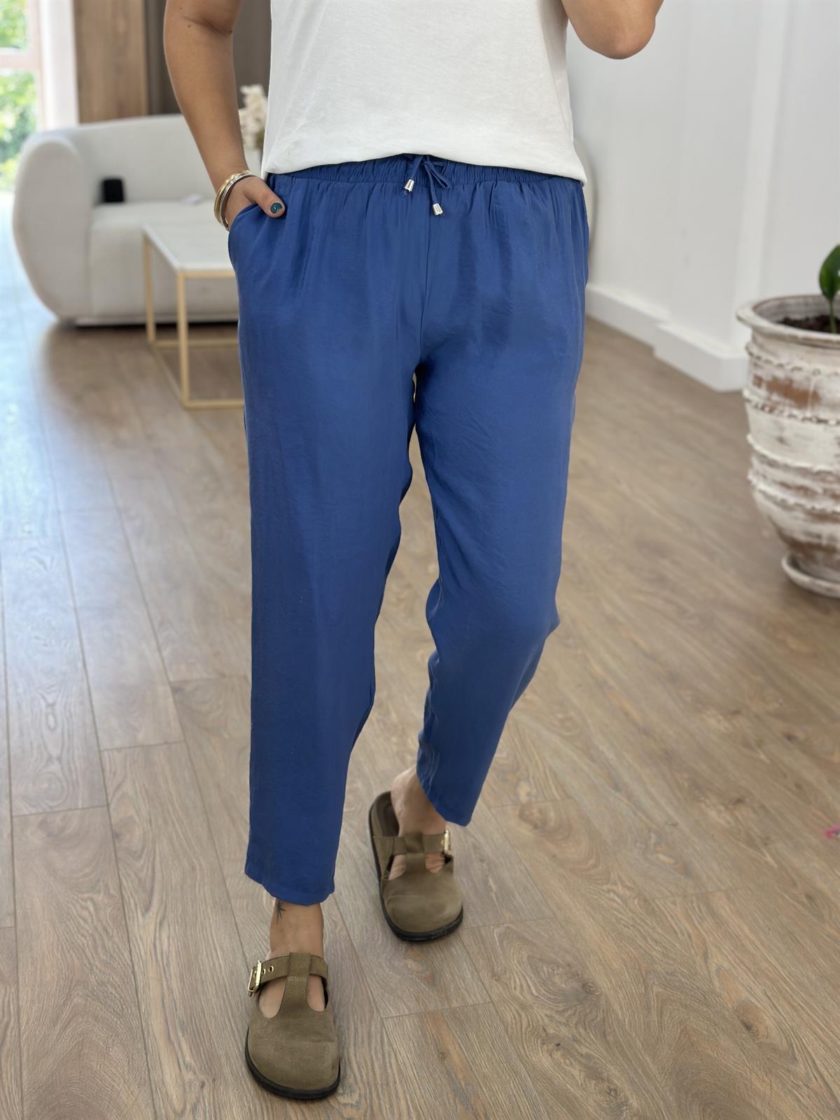 Beli Lastikli Modal Pantolon-İndigo