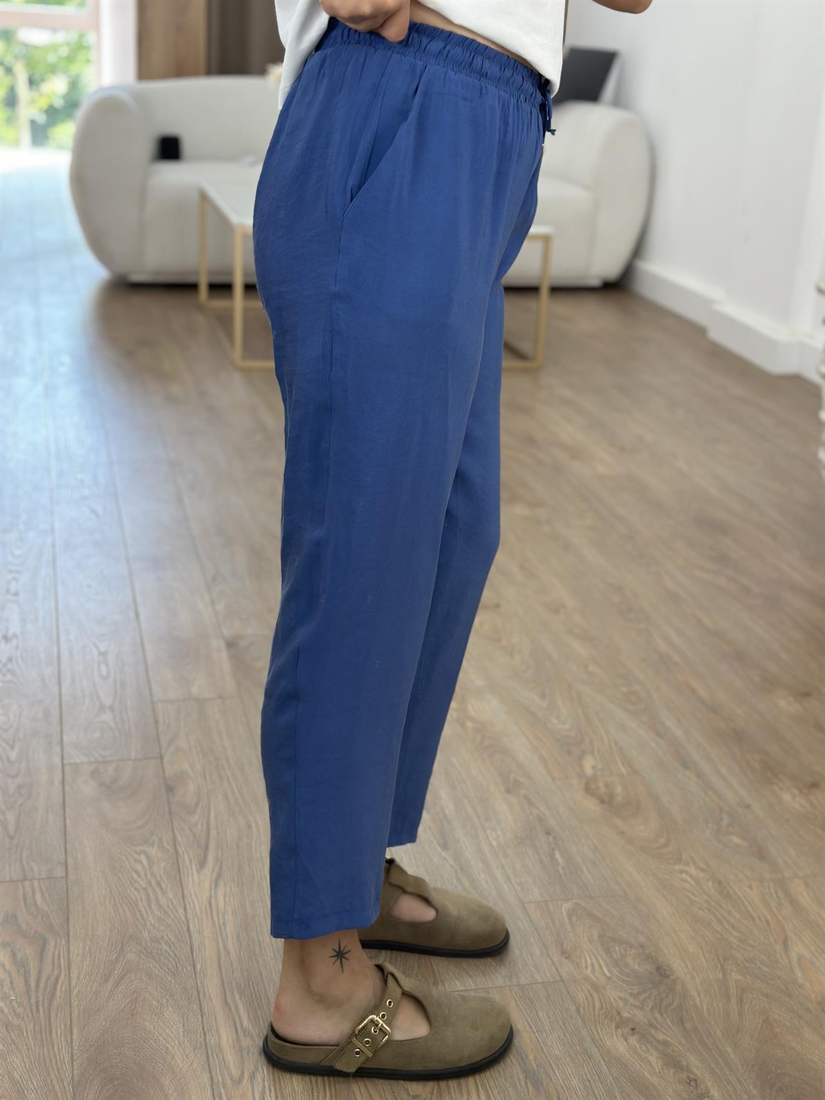 Beli Lastikli Modal Pantolon-İndigo