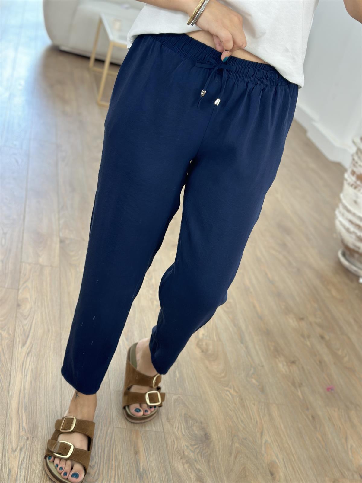 Beli Lastikli Modal Pantolon-Lacivert