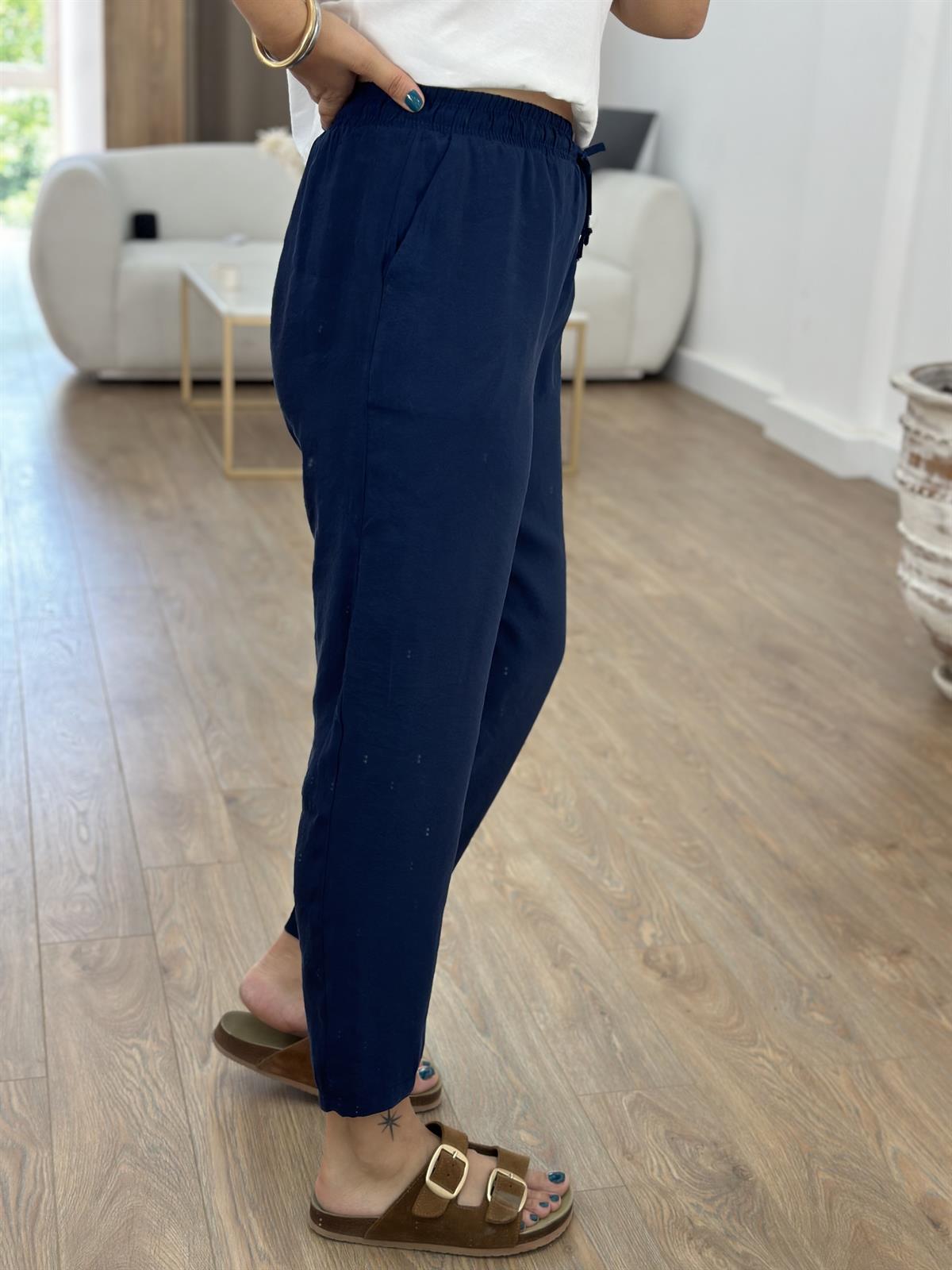Beli Lastikli Modal Pantolon-Lacivert