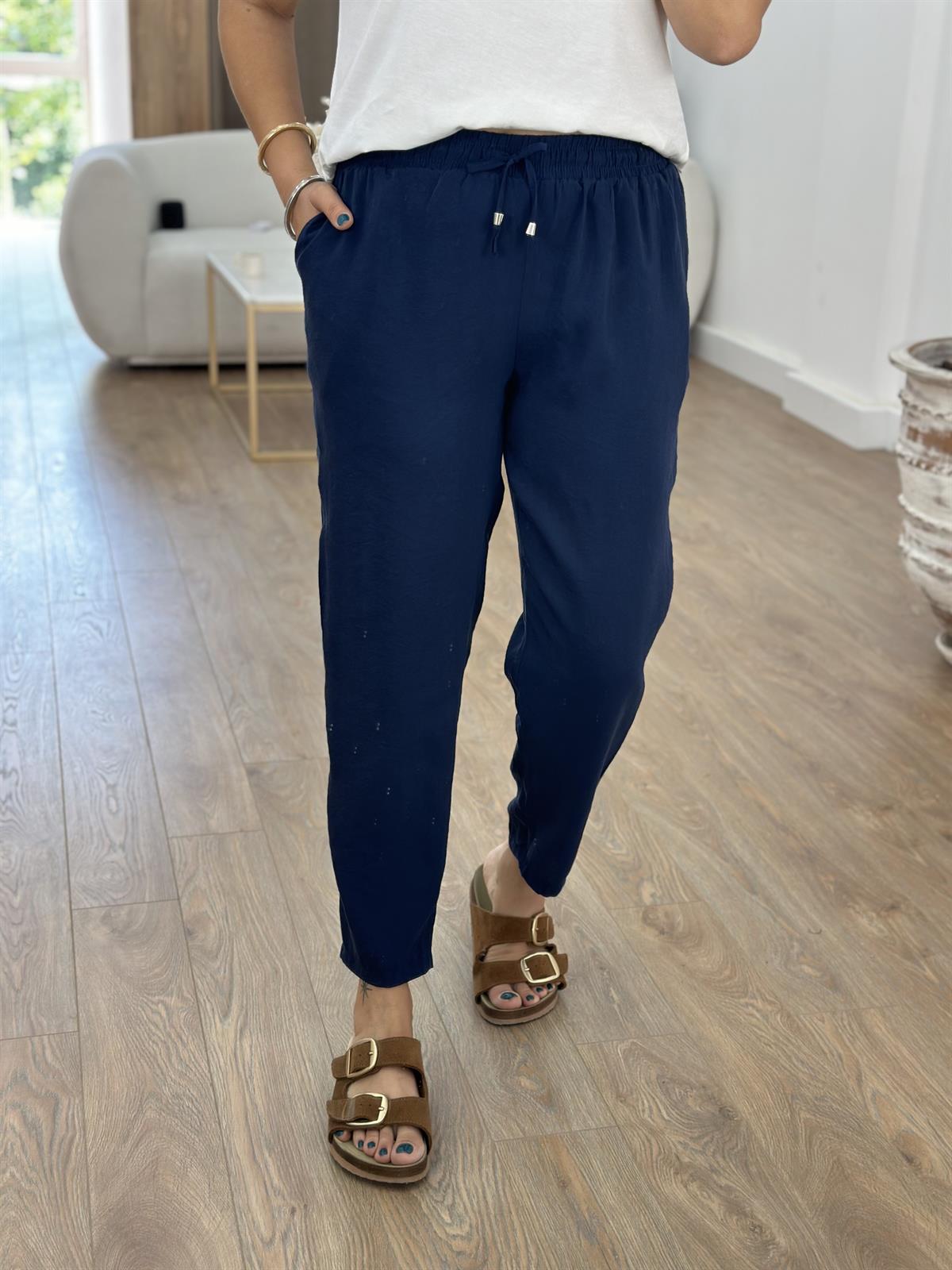 Beli Lastikli Modal Pantolon-Lacivert