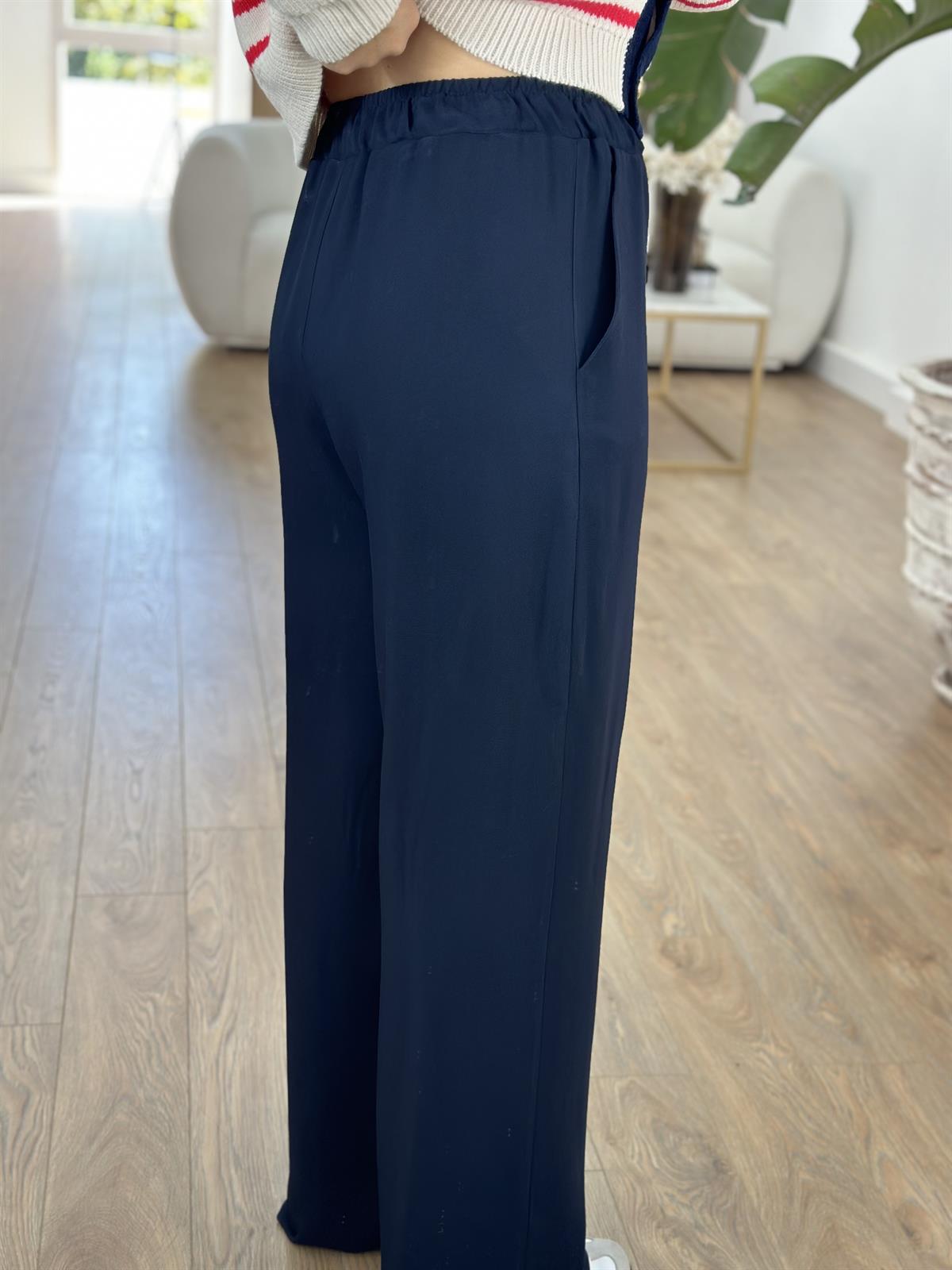 Beli Lastikli Palazzo Pantolon - Lacivert