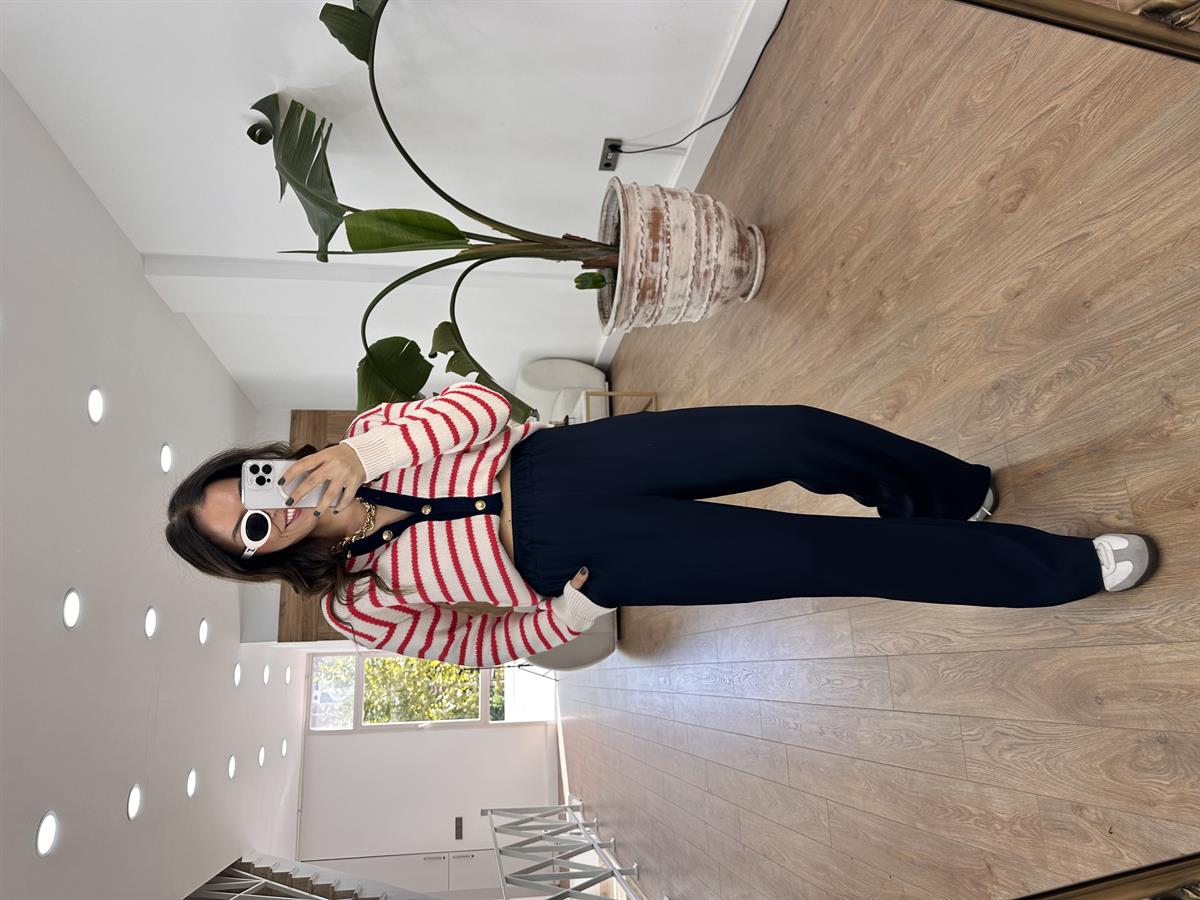 Beli Lastikli Palazzo Pantolon - Lacivert