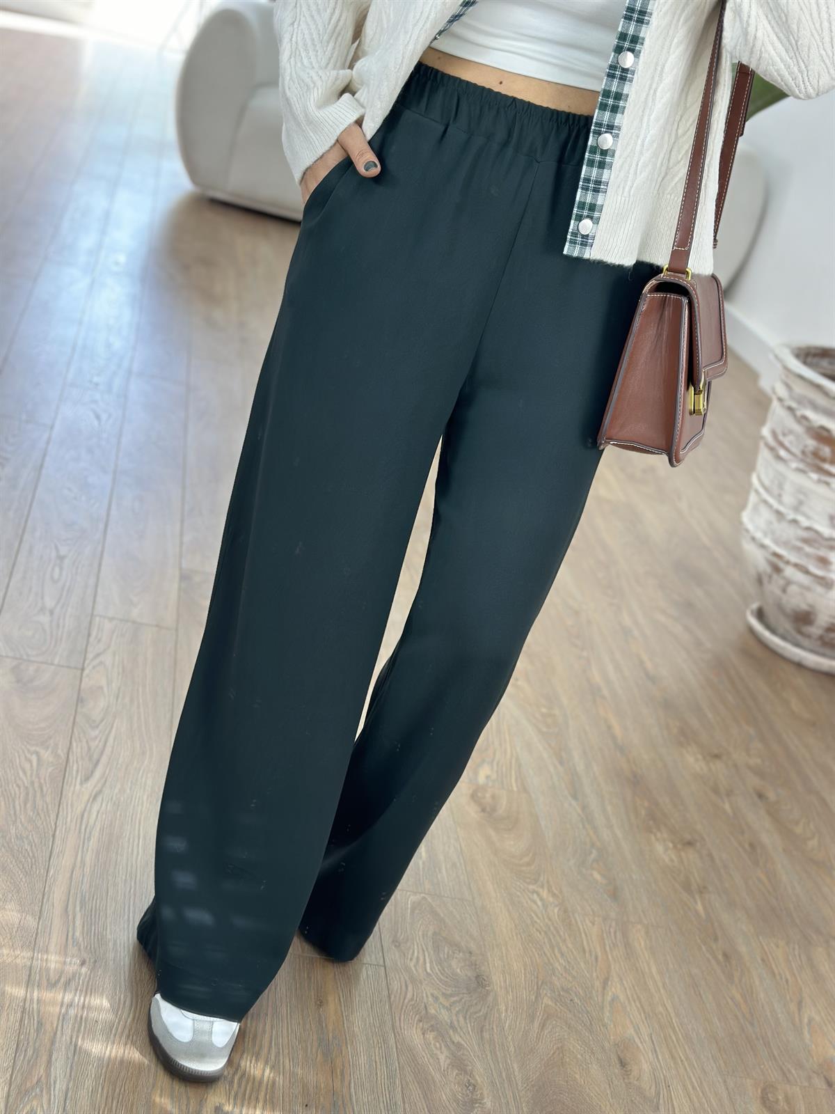 Beli Lastikli Palazzo Pantolon - Yeşil