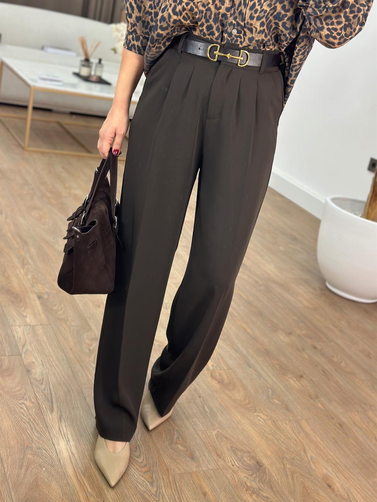 Beli Lastikli Pileli Palazzo Pantolon 