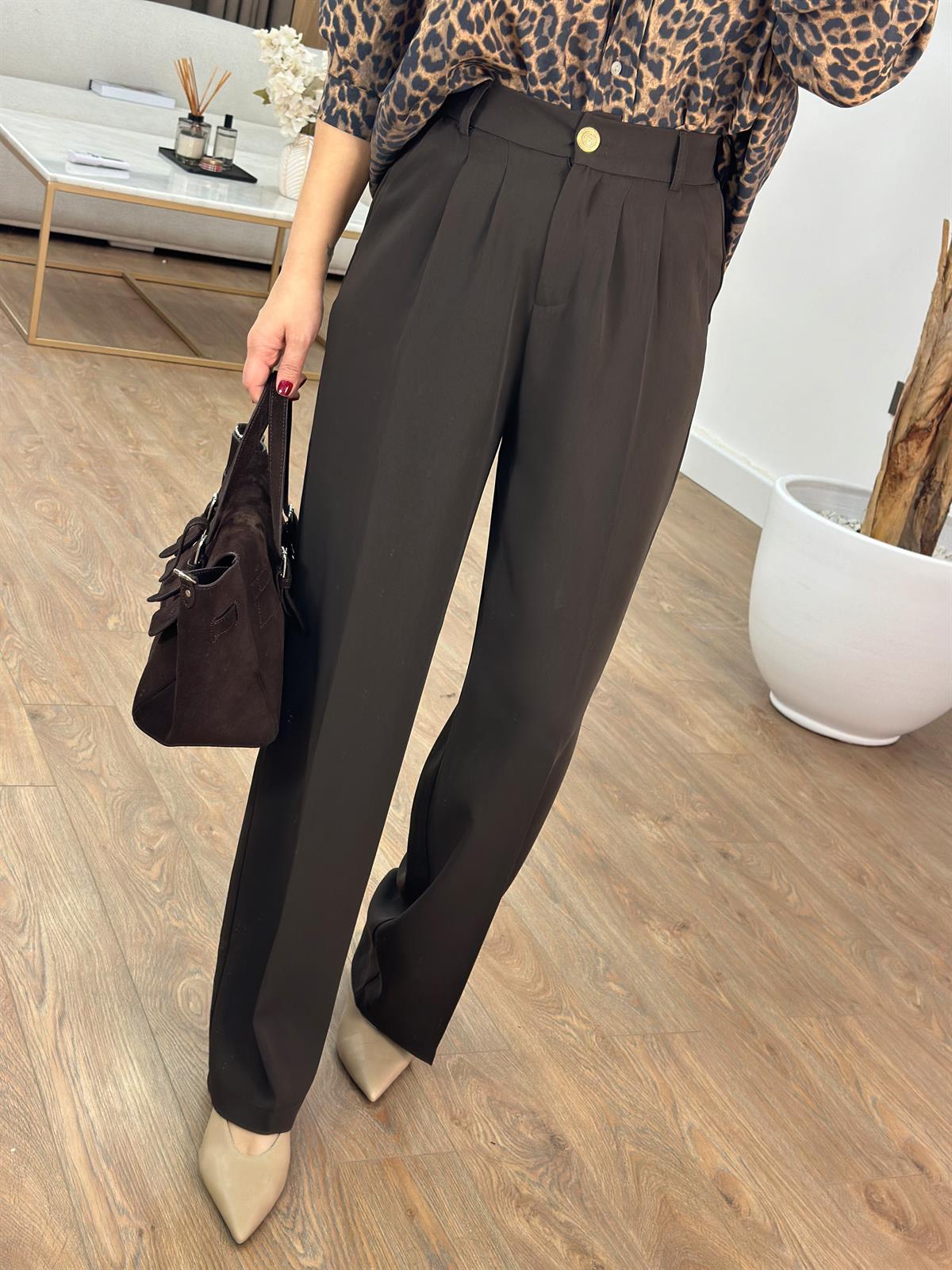 Beli Lastikli Pileli Palazzo Pantolon 