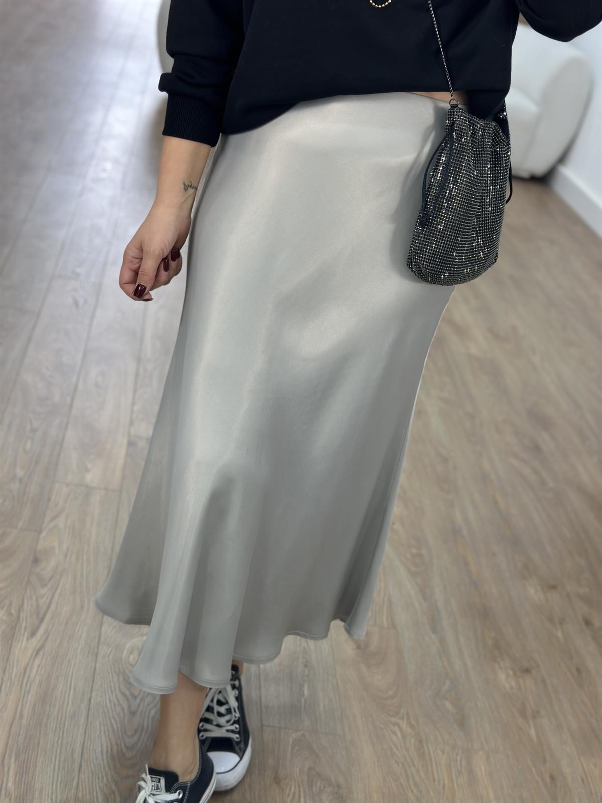 Beli Lastikli Saten Etek-Bej