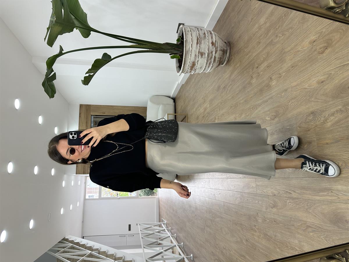 Beli Lastikli Saten Etek-Bej