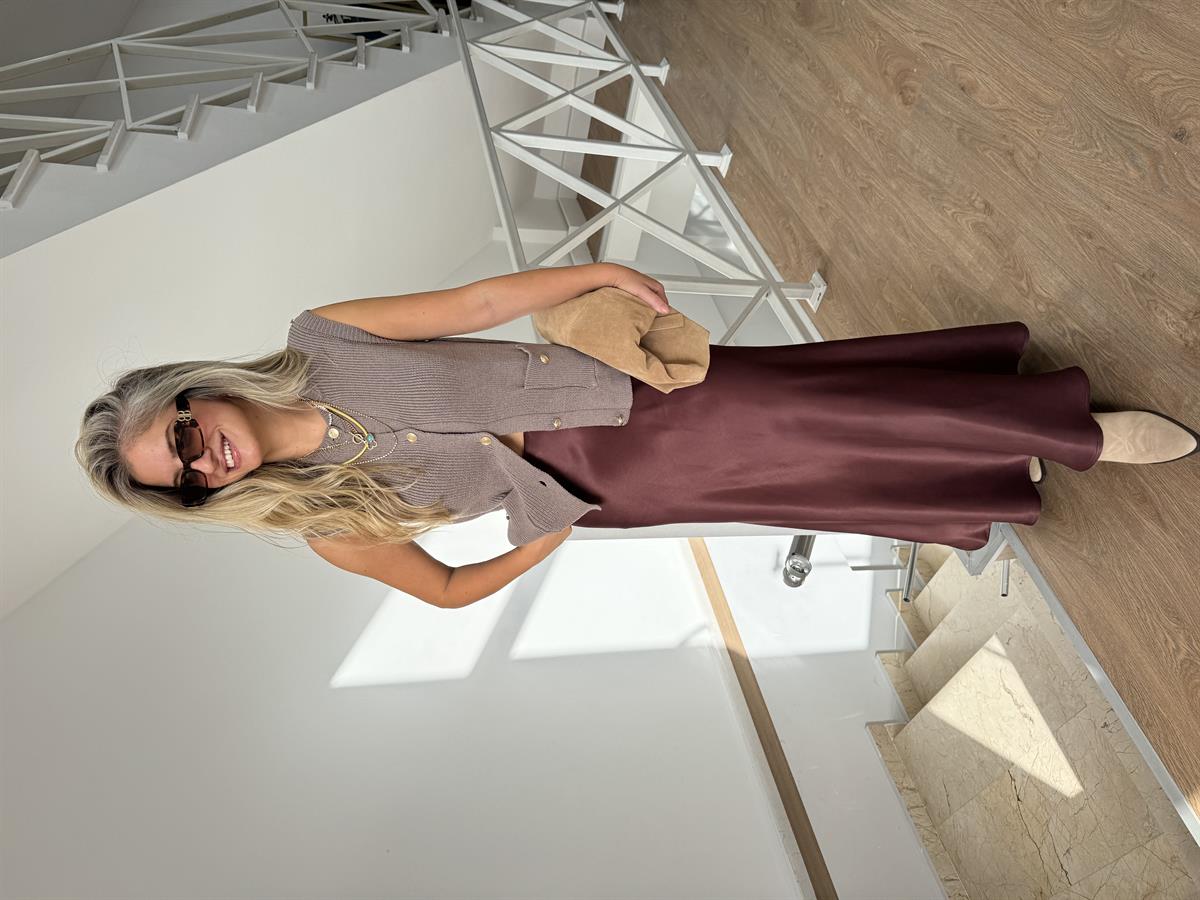 Beli Lastikli Saten Etek-Bordo